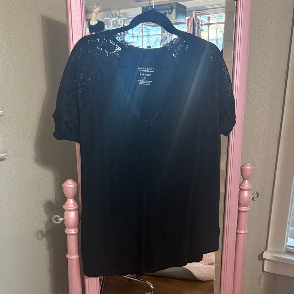 Torrid Black Lace Accent Blouse